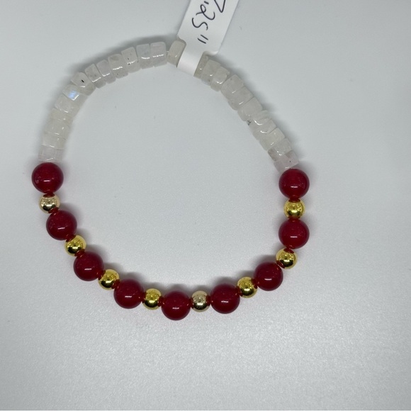 Rainbow moonstone with Agate bracelet stretchy handmade - Picture 4 of 5